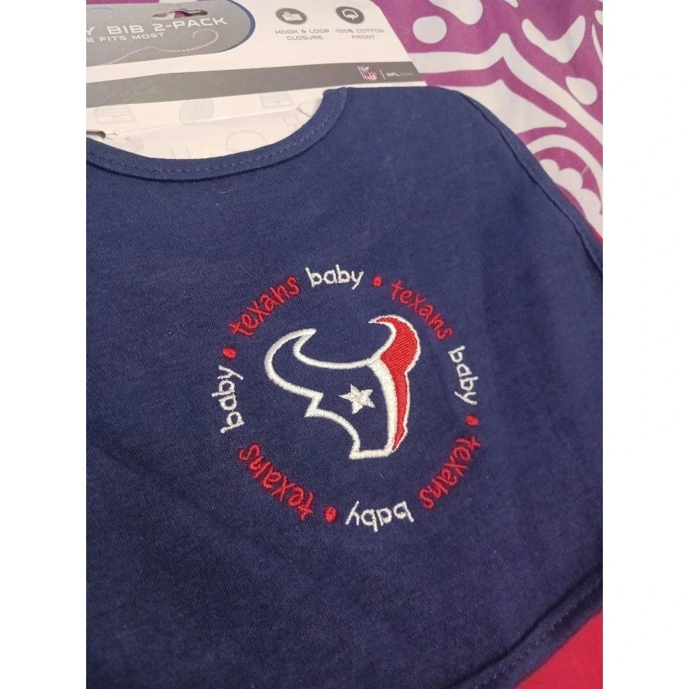 NEW Baby Fanatic NFL Baby‎ Bib 2pk, Blue & Red, Houston Texans